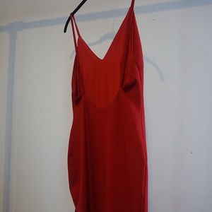 Tobi backless asymmetrical hem red dress